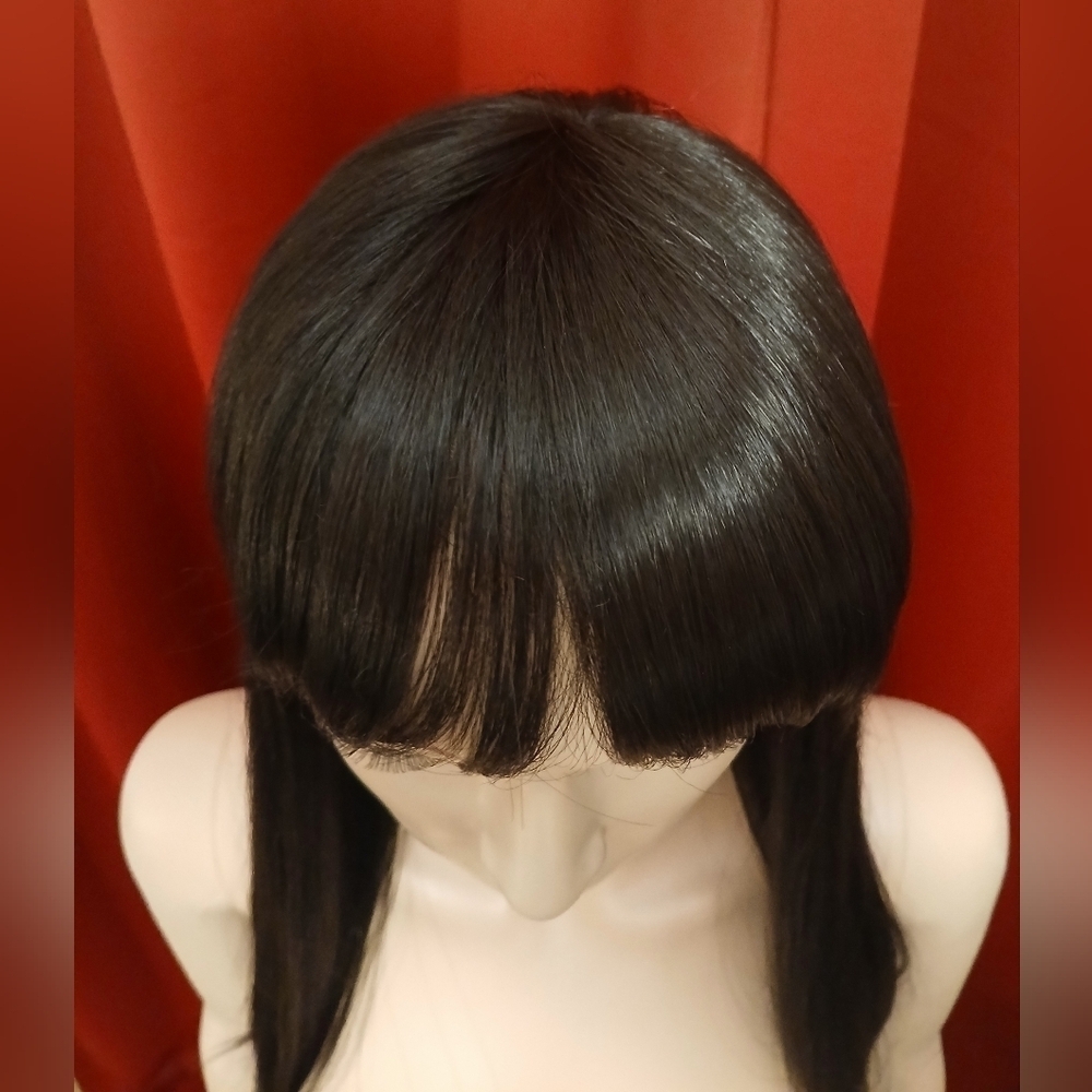 Black Synthetic Fiber 30" Lace Front Wig with Bangs - Picture 6 of 14